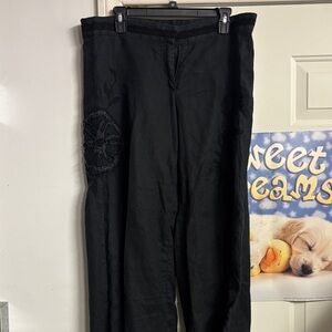 H&M Black Women's Capris with Embroidery